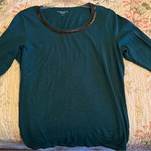 Coldwater Creek Turquoise Blouse with Metallic Trim